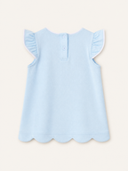 Mint kids flutter sleeve scalloped top with two-button back closure, back view