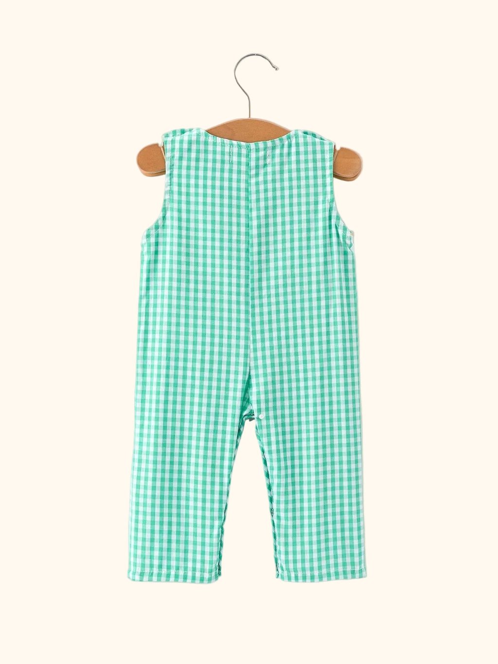 Pickleball Embroidered Smocked Gingham Baby Romper
