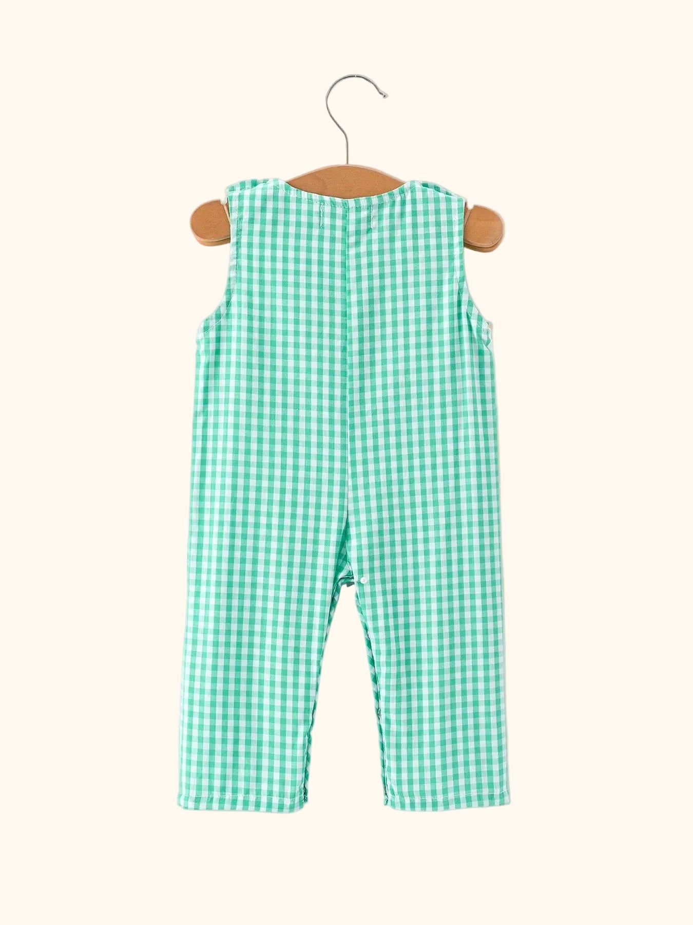 Pickleball Embroidered Smocked Gingham Baby Romper