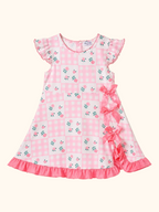 Baby Pink Floral Gingham Ruffle Dress