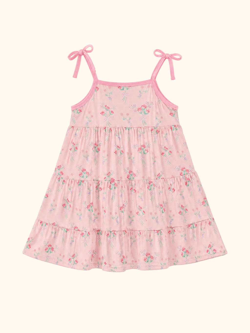 Floral Tiered Dress - Pink