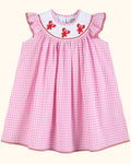 Pink Gingham Crawfish Smocked Bishop Dress