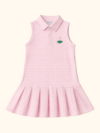 Kids Pink Gingham Golf Collared Pleated Dress