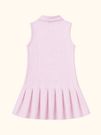 Kids Pink Gingham Golf Collared Pleated Dress
