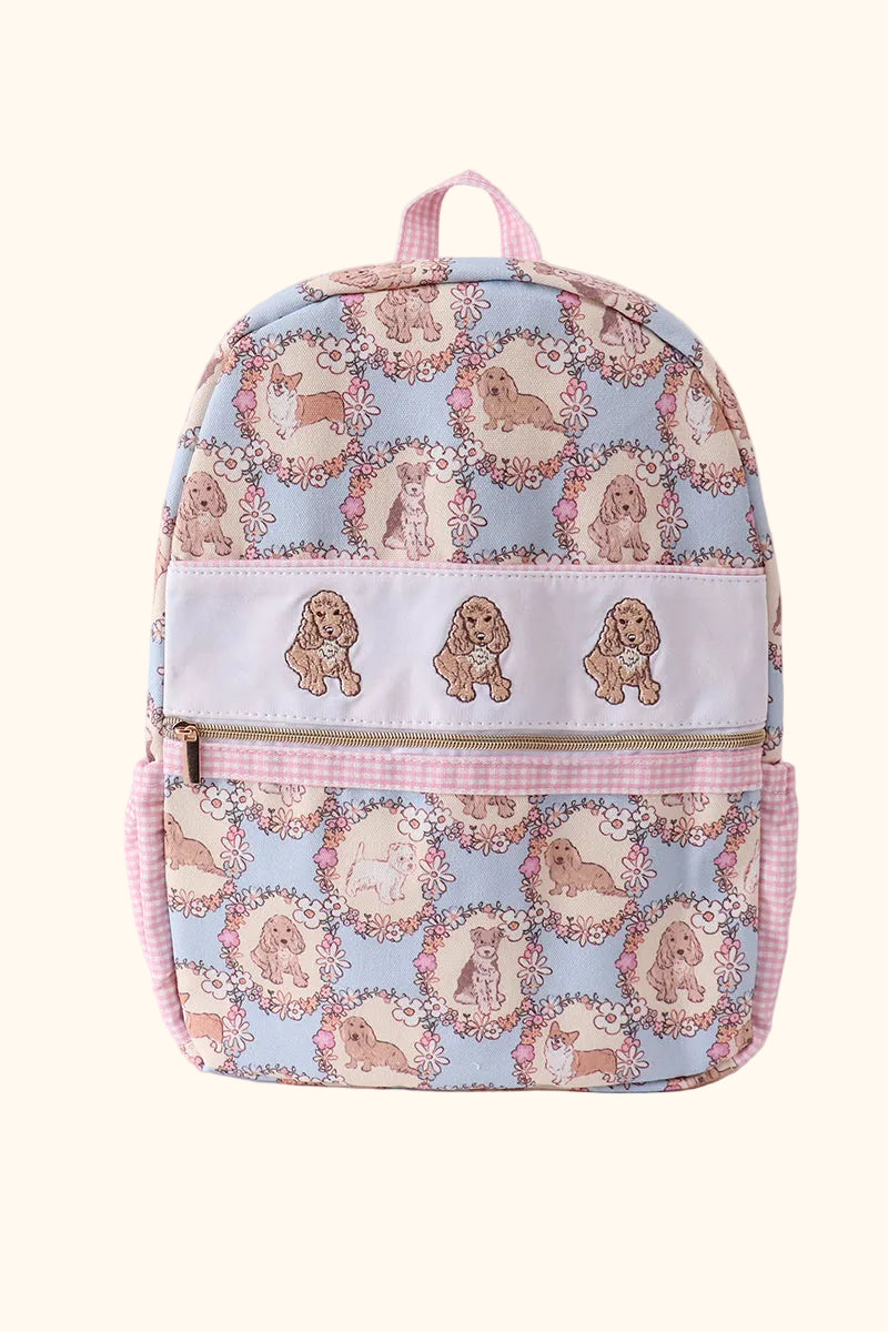 Pink Puppy Embroidered Kids’ Backpack
