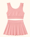 Kids Scalloped Active Skorts Set - Pink