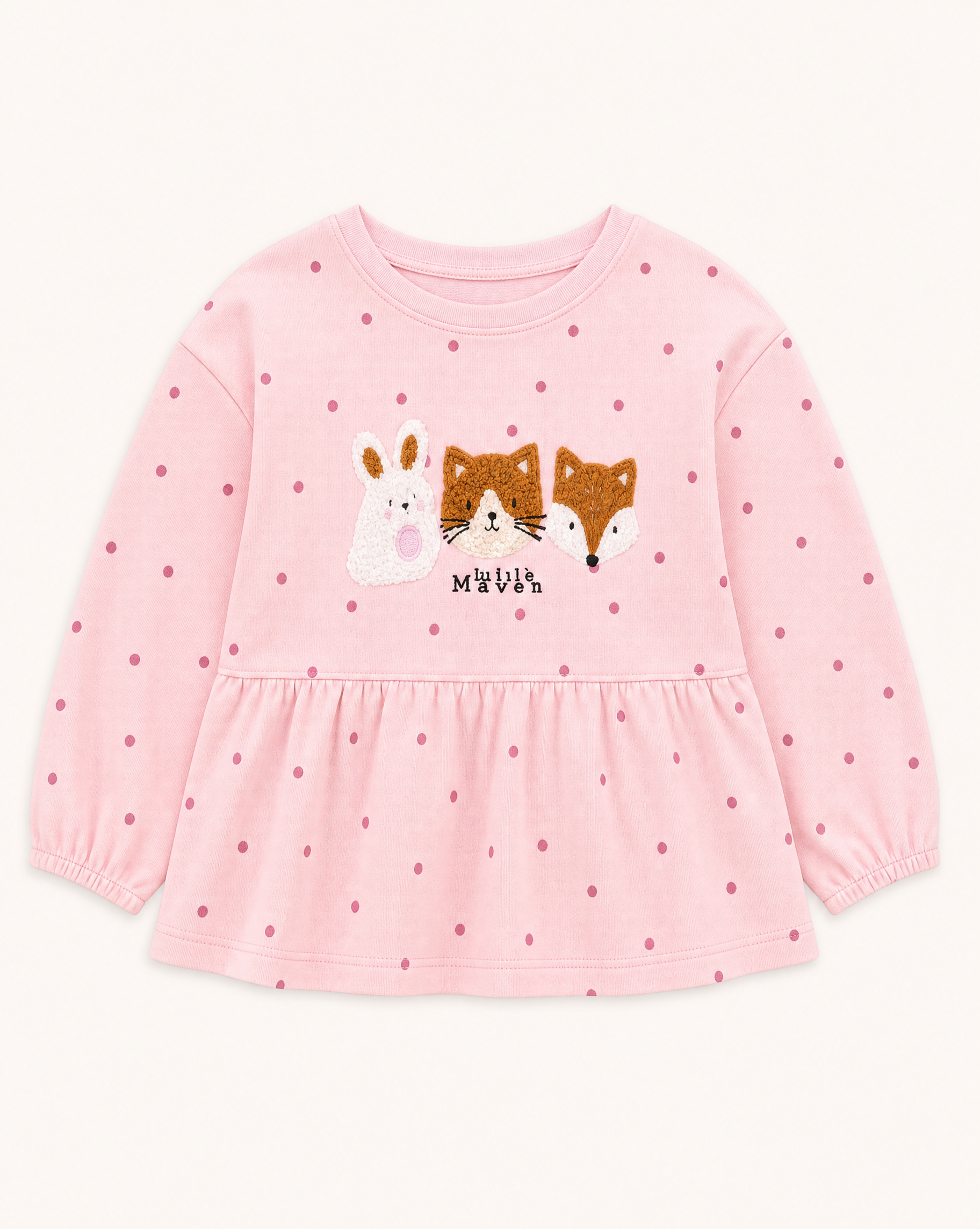 Polka Dot Peplum Long Sleeve Top and Leggings Set