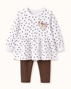 Polka Dot Peplum Top and Solid Leggings Set