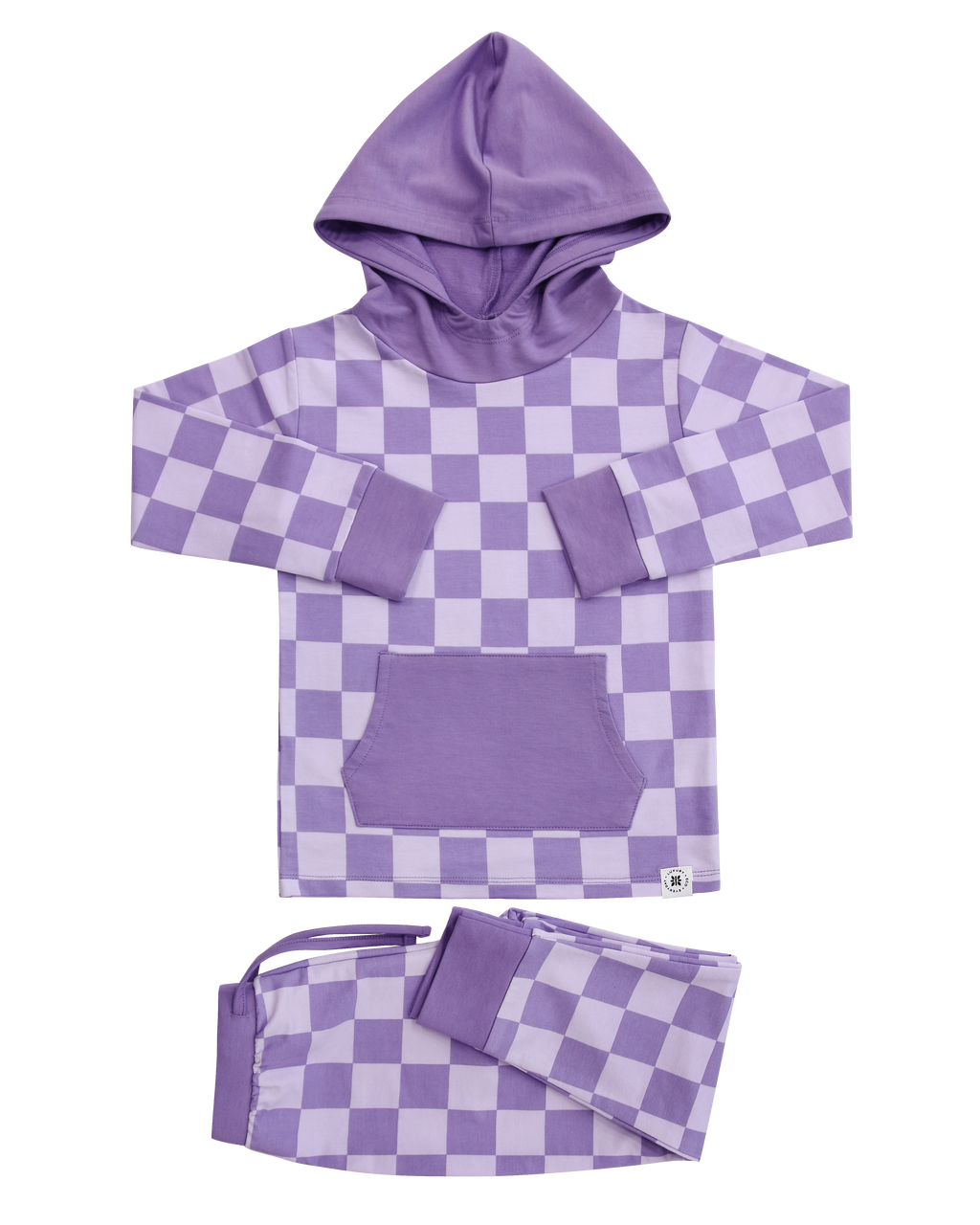 Purple Checkerboard Hooded Jogger Set