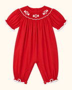 Red Candy Cane Smocked Romper