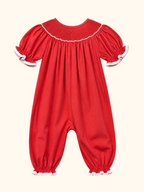 Red Candy Cane Smocked Romper