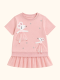 Round Neck Short Sleeve Sweatshirt Dress