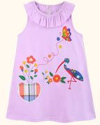 Kids Lavender Floral Butterfly A-Line Dress