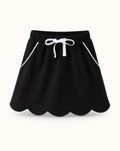 Scallop Hem Bow Skort - Black
