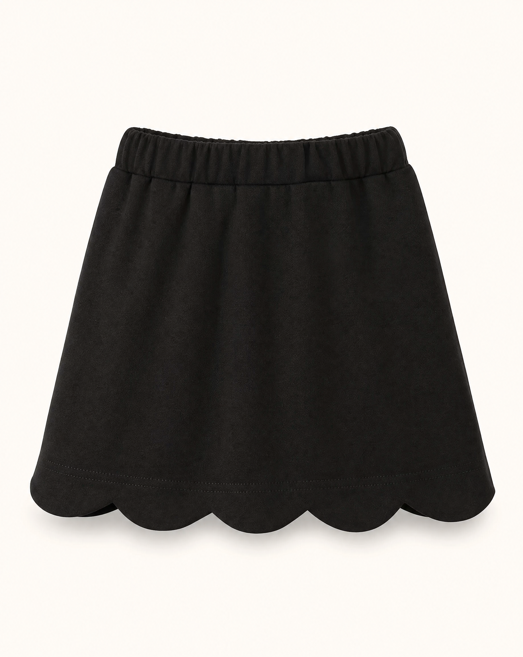 Scallop Hem Bow Skort - Black