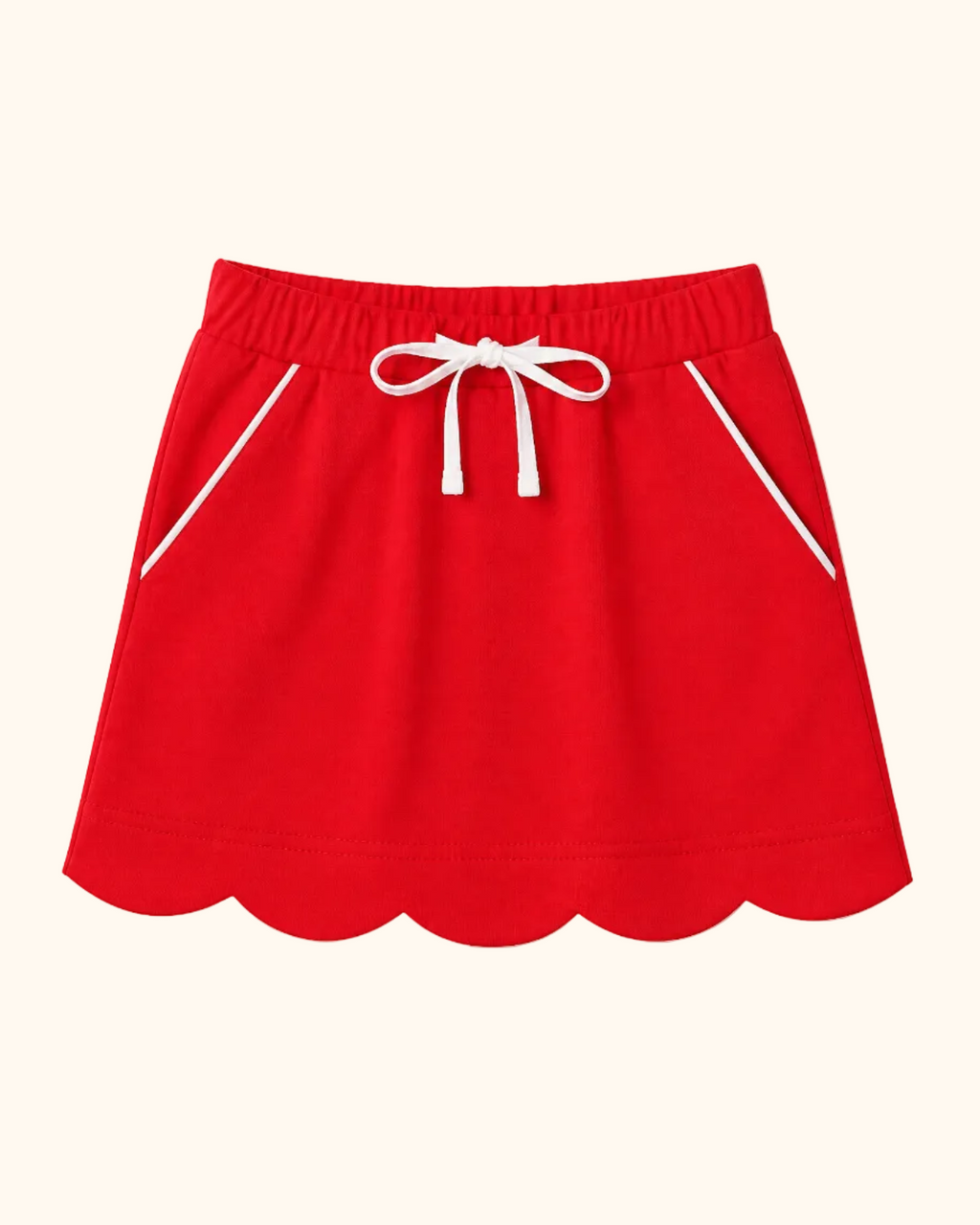 Scallop Hem Skort - Red