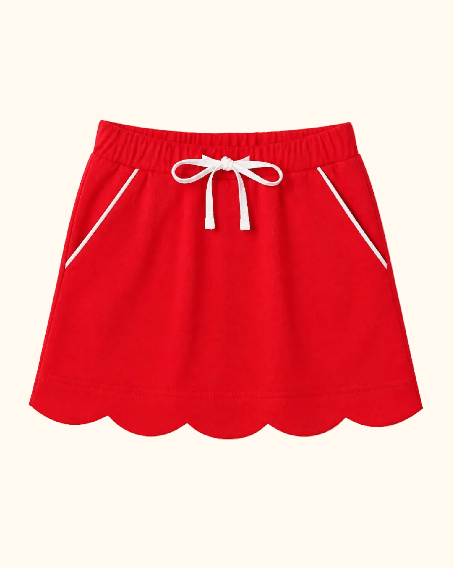 Scallop Hem Skort - Red