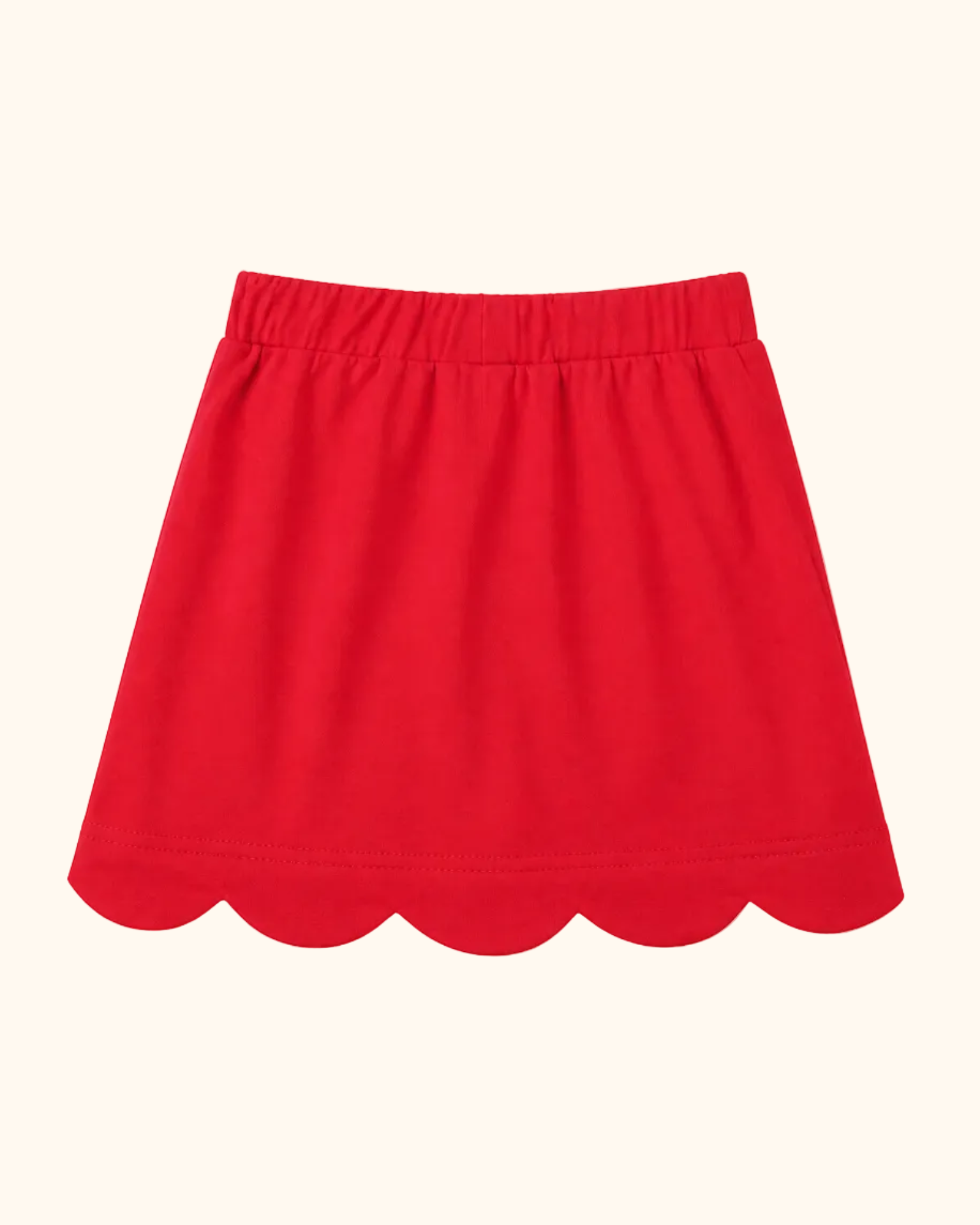 Scallop Hem Skort - Red