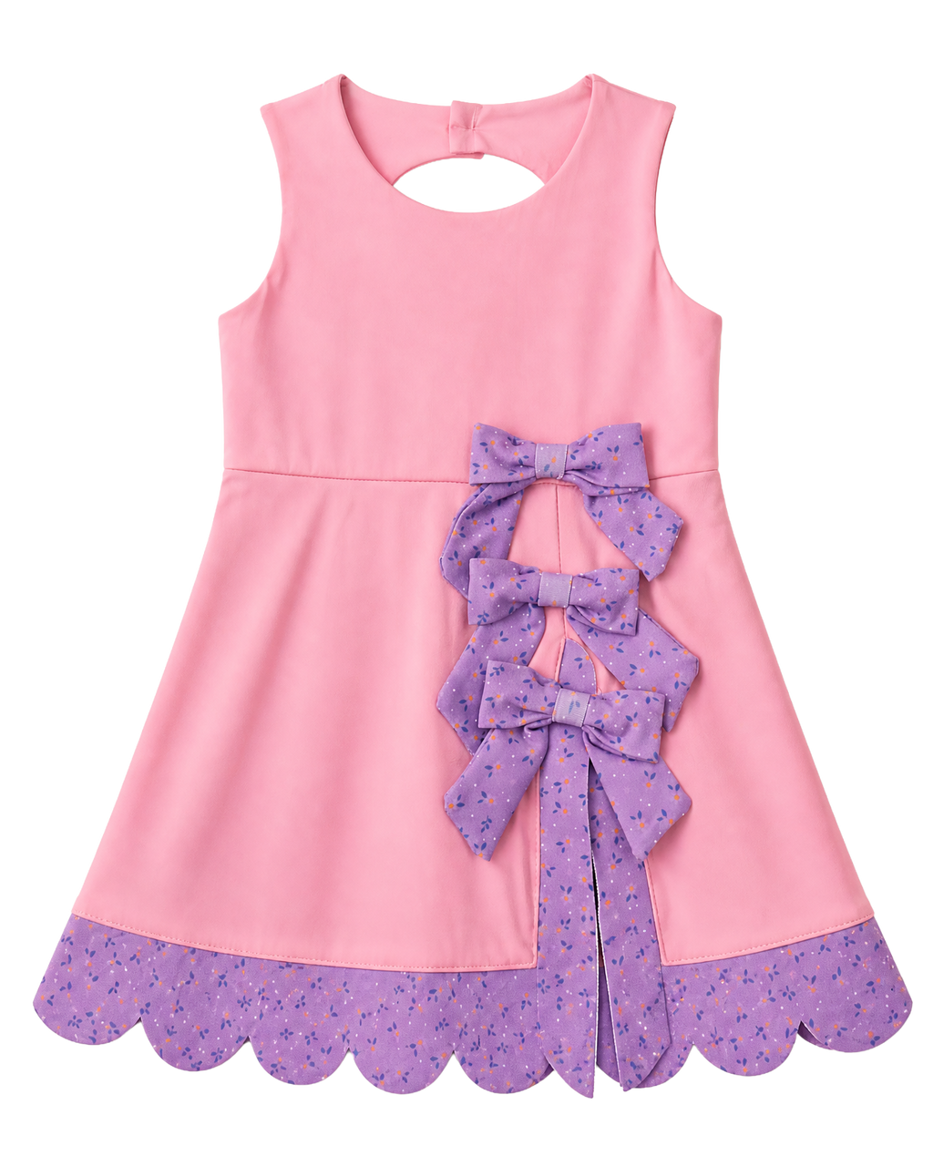 Scalloped Bow Active Dress - Pink