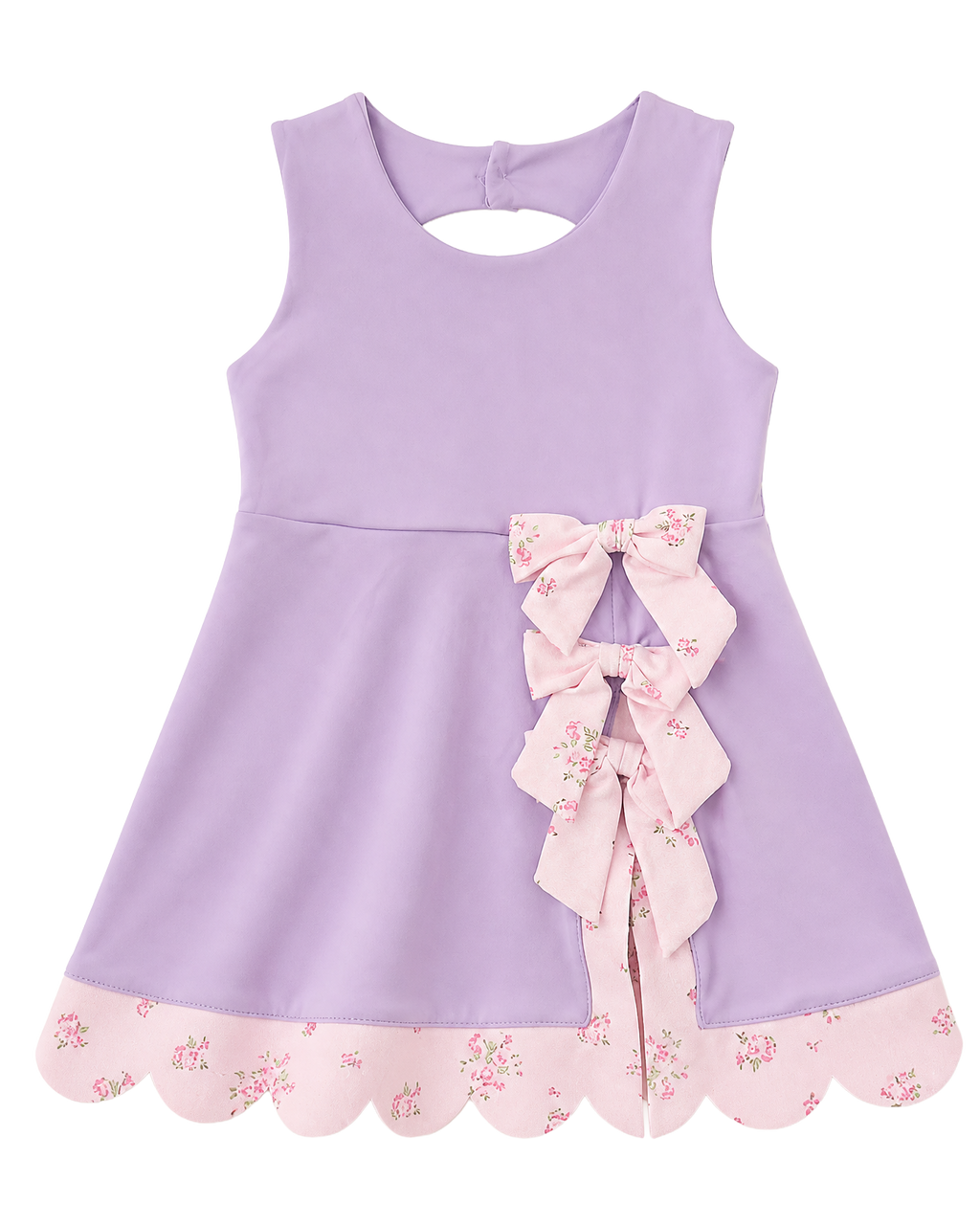 Scalloped Bow Active Dress - Purple