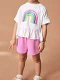 Sequin Rainbow Ruffle Hem Top and Shorts Set