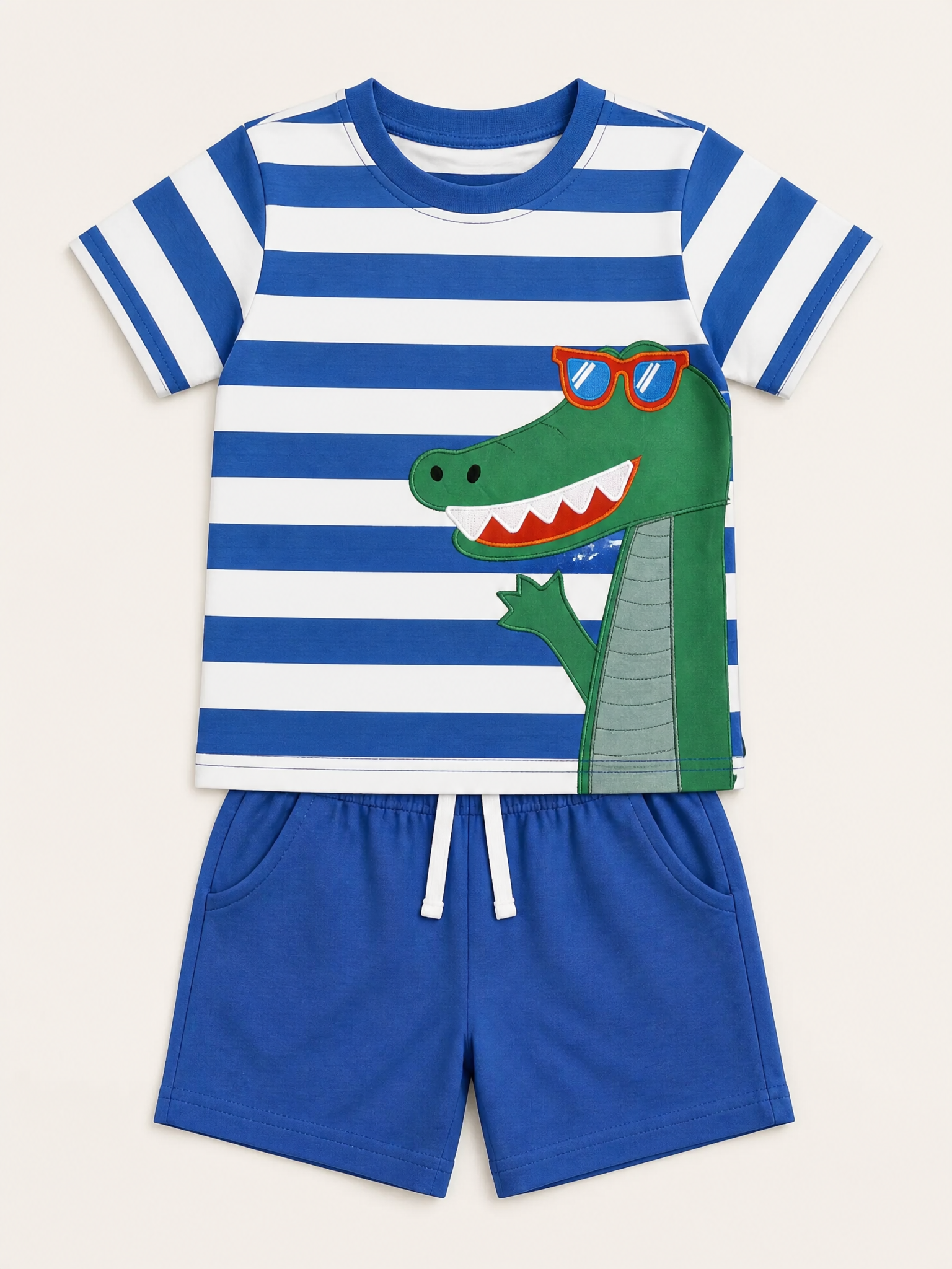 Striped Crocodile T-Shirt and Shorts Set