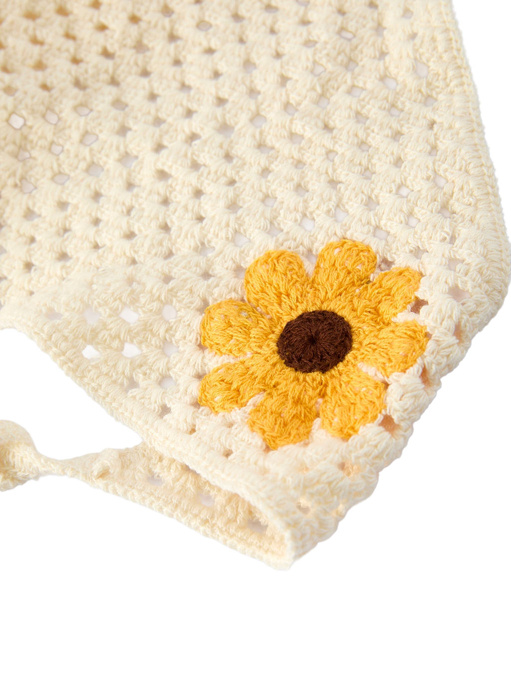 Crochet Sunflower Dress & Headscarf Set