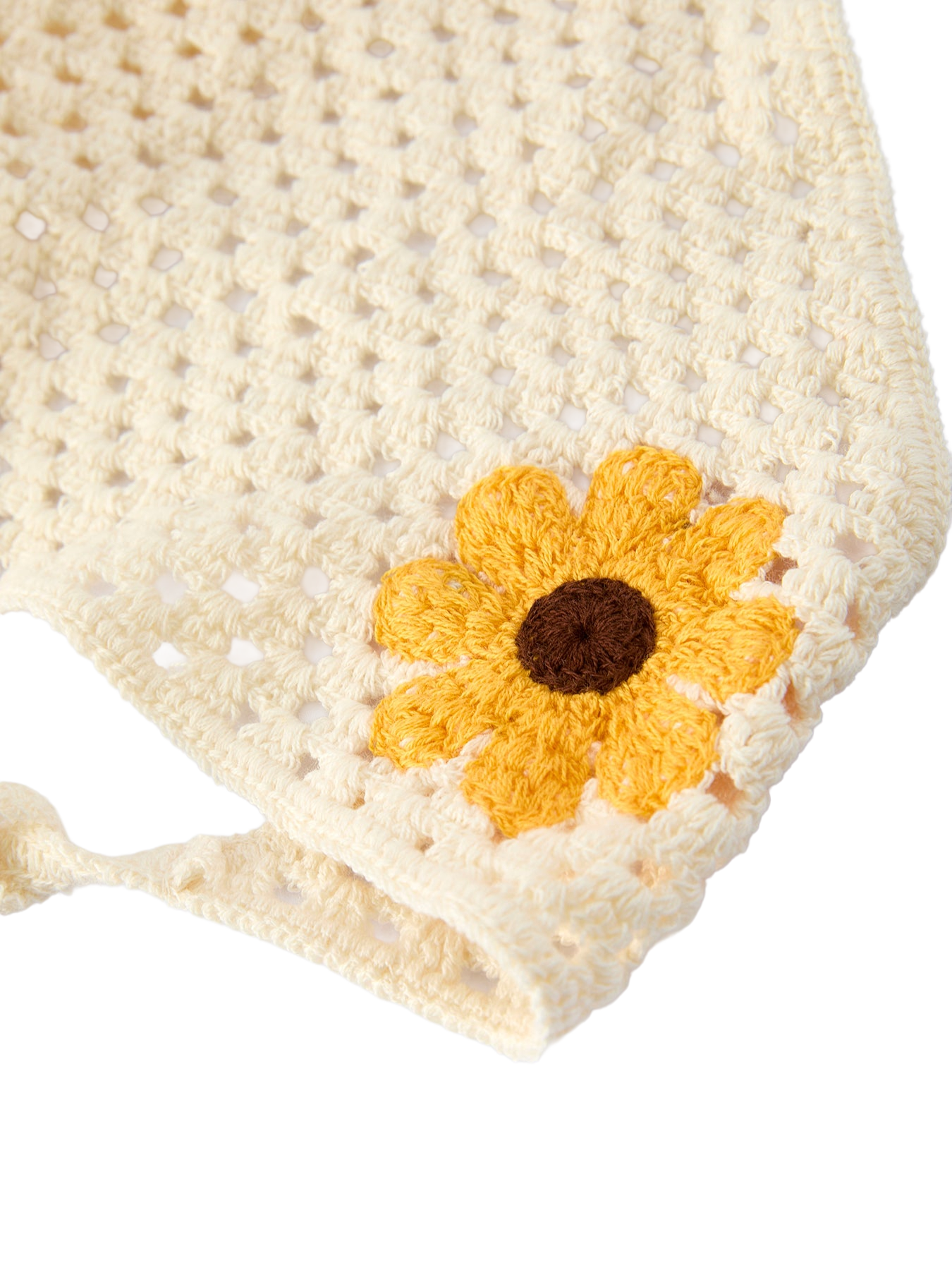 Crochet Sunflower Dress & Headscarf Set