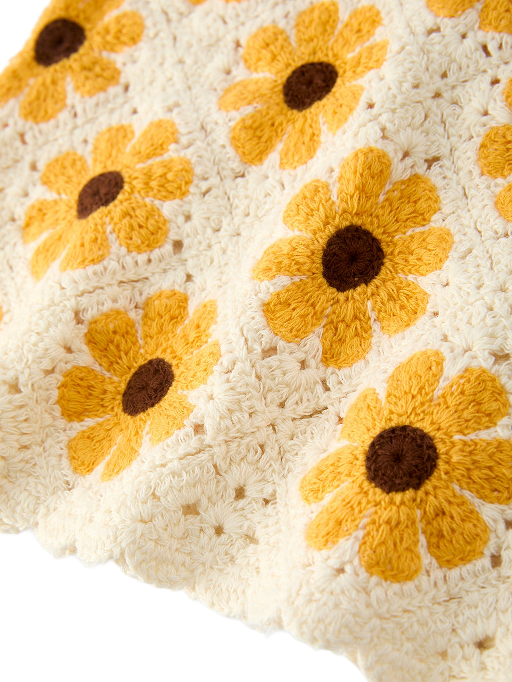 Crochet Sunflower Dress & Headscarf Set