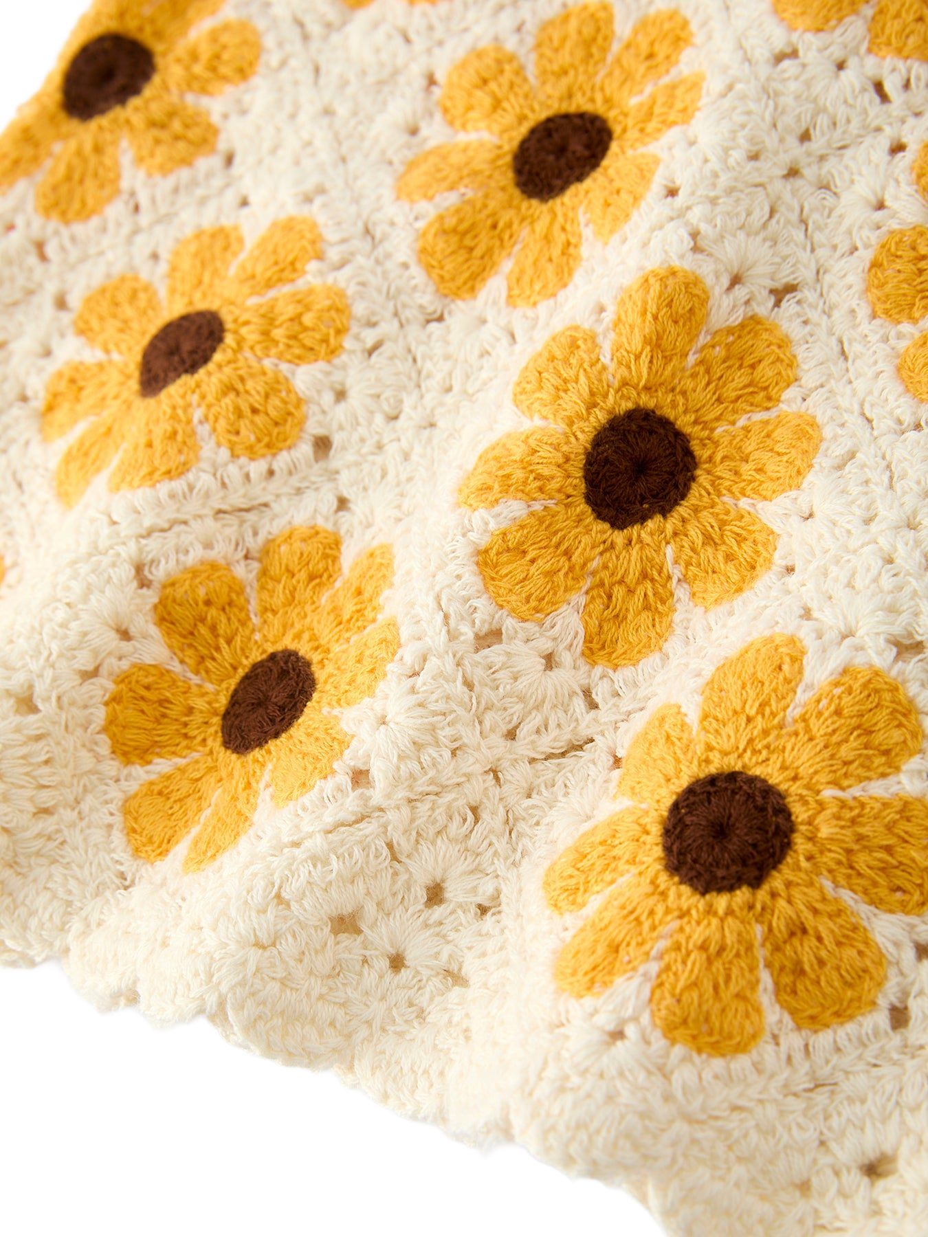 Crochet Sunflower Dress & Headscarf Set