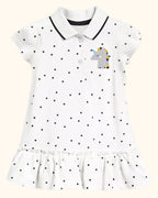 Kids Unicorn Polka Dot Polo Dress with Ruffle Hem