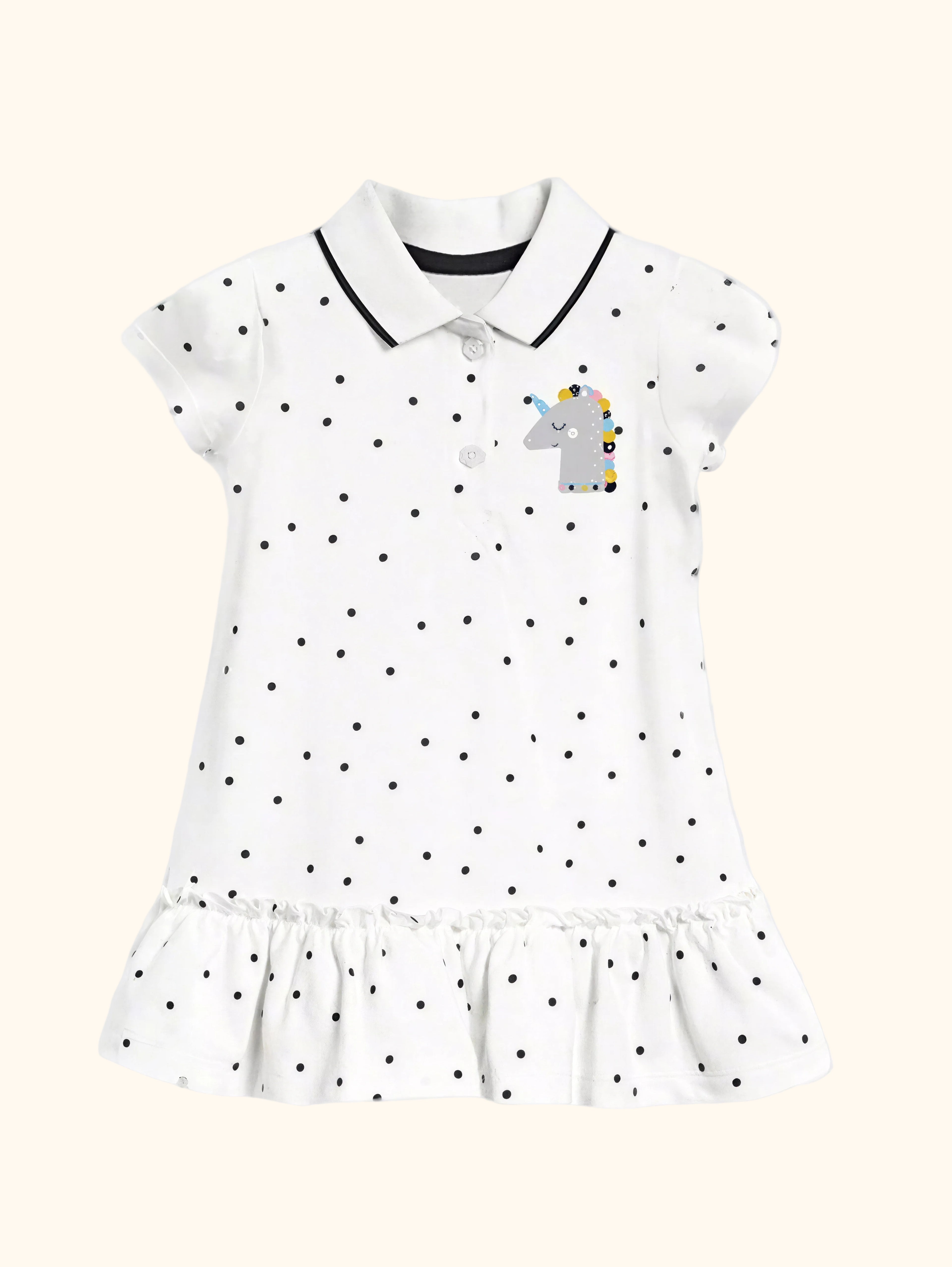 Unicorn Polka Dot Ruffle Hem Dress