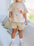 Unicorn Top and Ruffle Trim Shorts Set