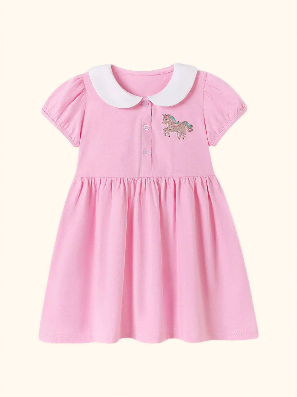 Unicorn Embroidered Peter Pan Collar Dress