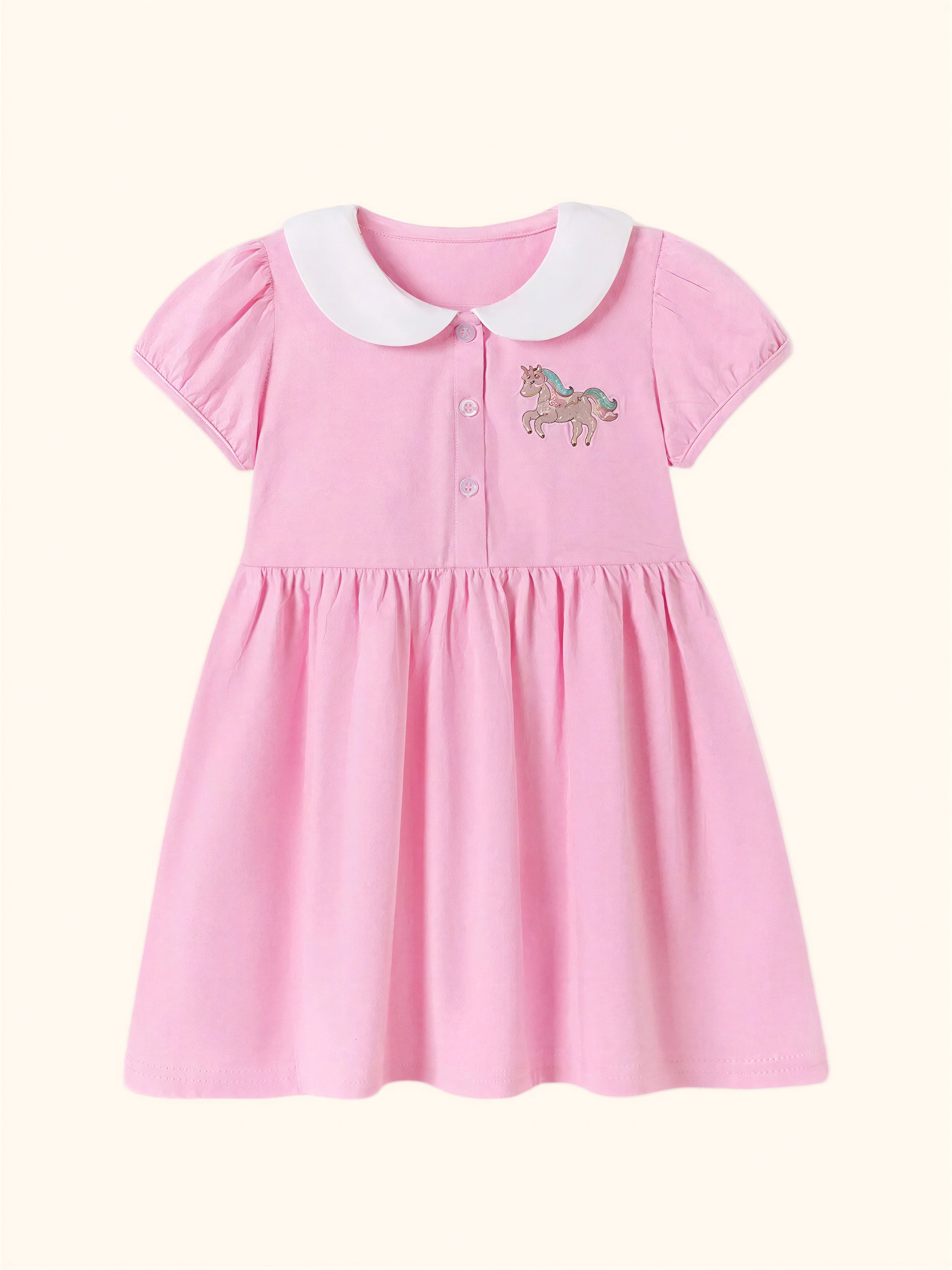 Unicorn Embroidered Peter Pan Collar Dress