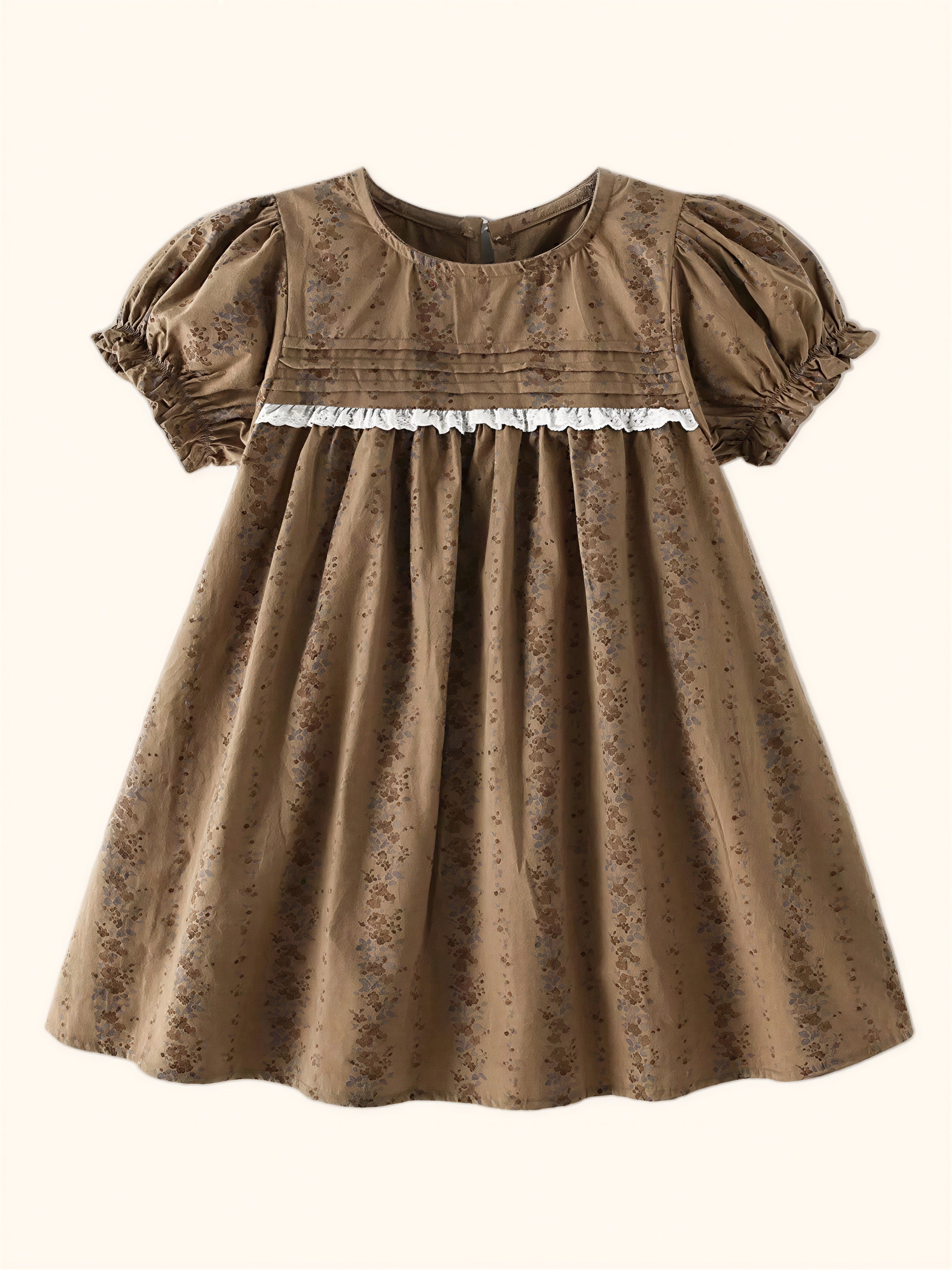 Vintage Floral Puff Sleeve Dress