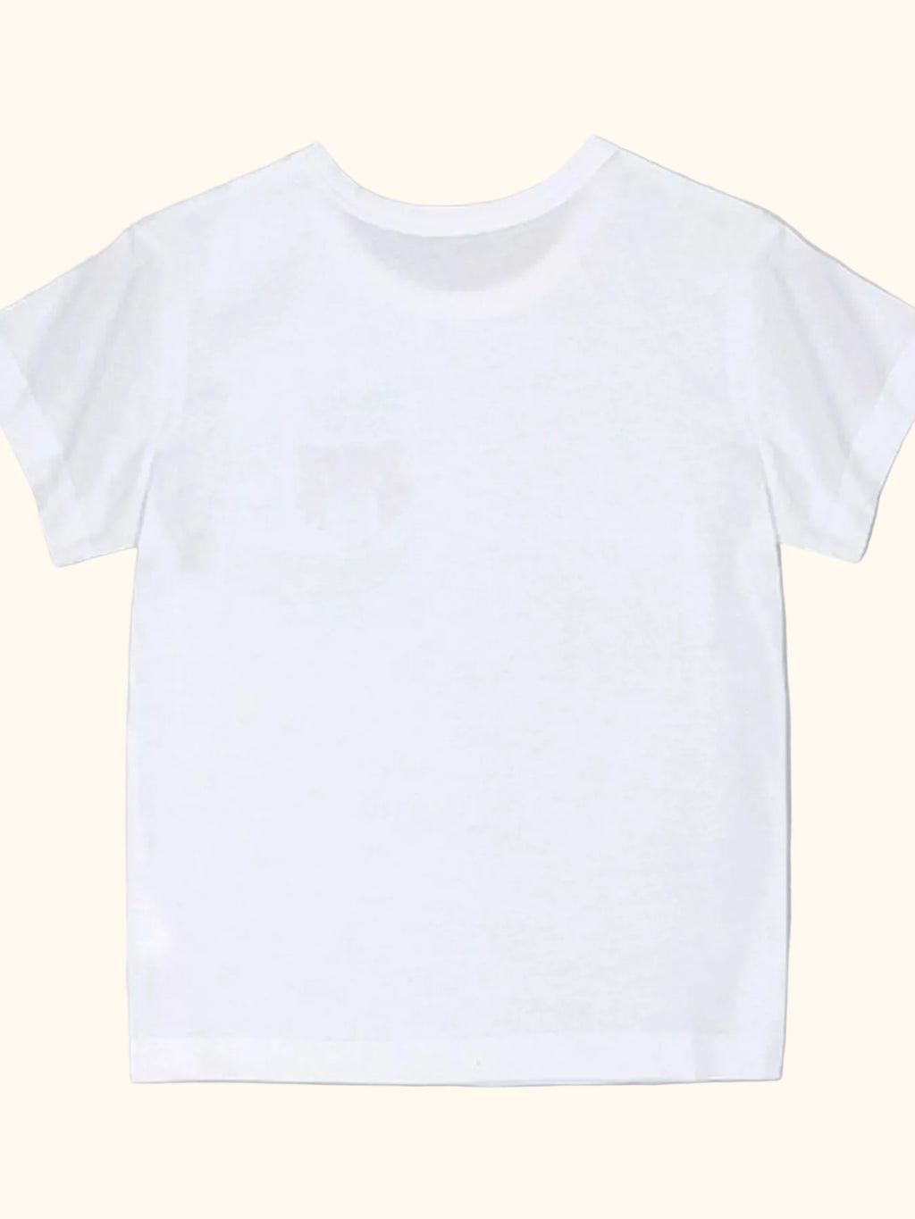 White kids short sleeve cotton T-shirt with plain back, back product view
