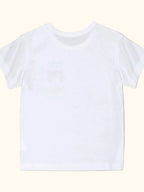 White kids short sleeve cotton T-shirt with plain back, back product view