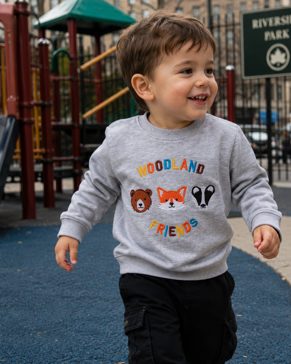Woodland Friends Embroidered Crewneck Sweatshirt