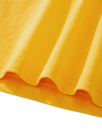 Yellow kids crocodile graphic T-shirt with finished bottom hem, hem detail view