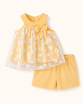 Baby  Daisy Print Bow Tank Top and Shorts Set