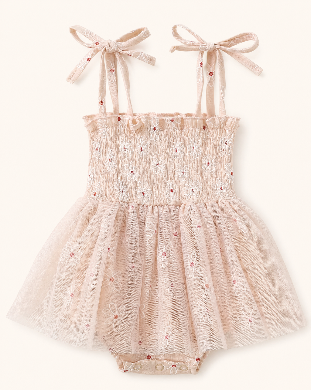 Baby Smocked Bodice Tulle Dress with Bow Headband