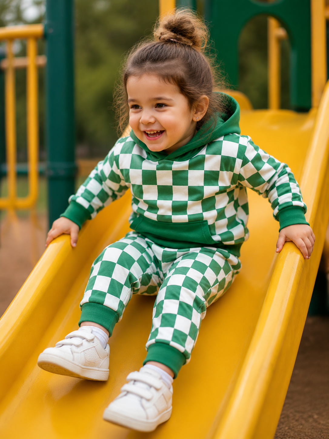 Greatest Green Checker Hooded Jogger Set
