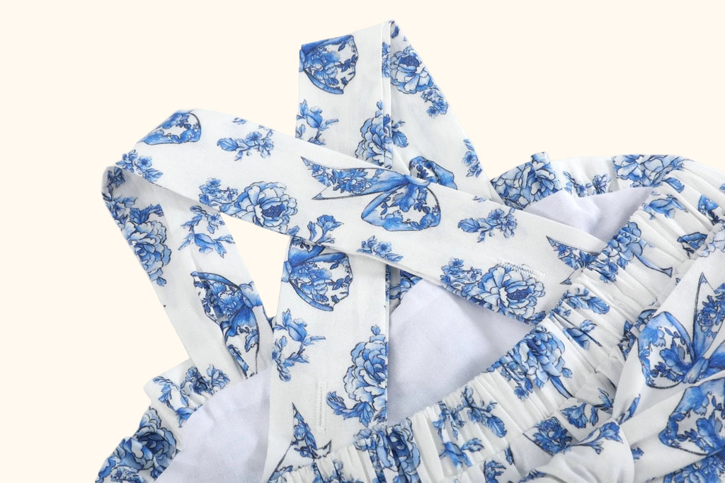 Blue and White Print Layered Sundress