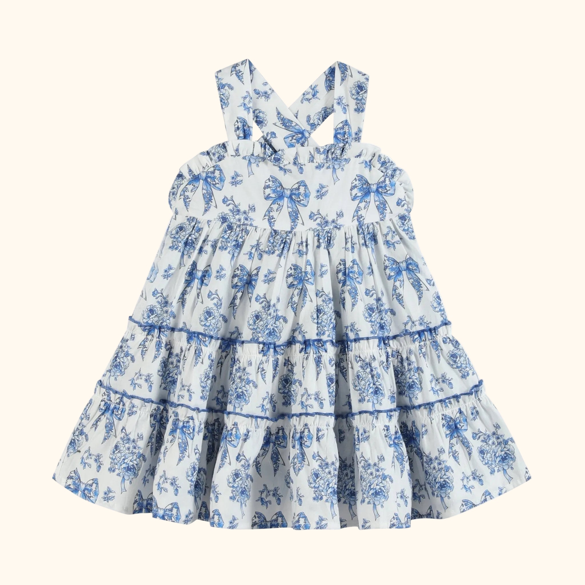 Blue and White Print Layered Sundress
