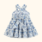 Blue and White Print Layered Sundress