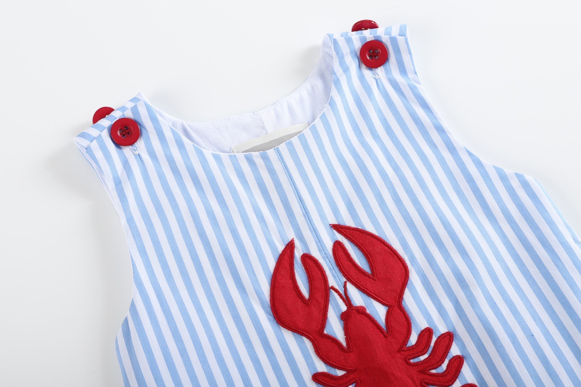 Blue Striped Crawfish Applique Romper