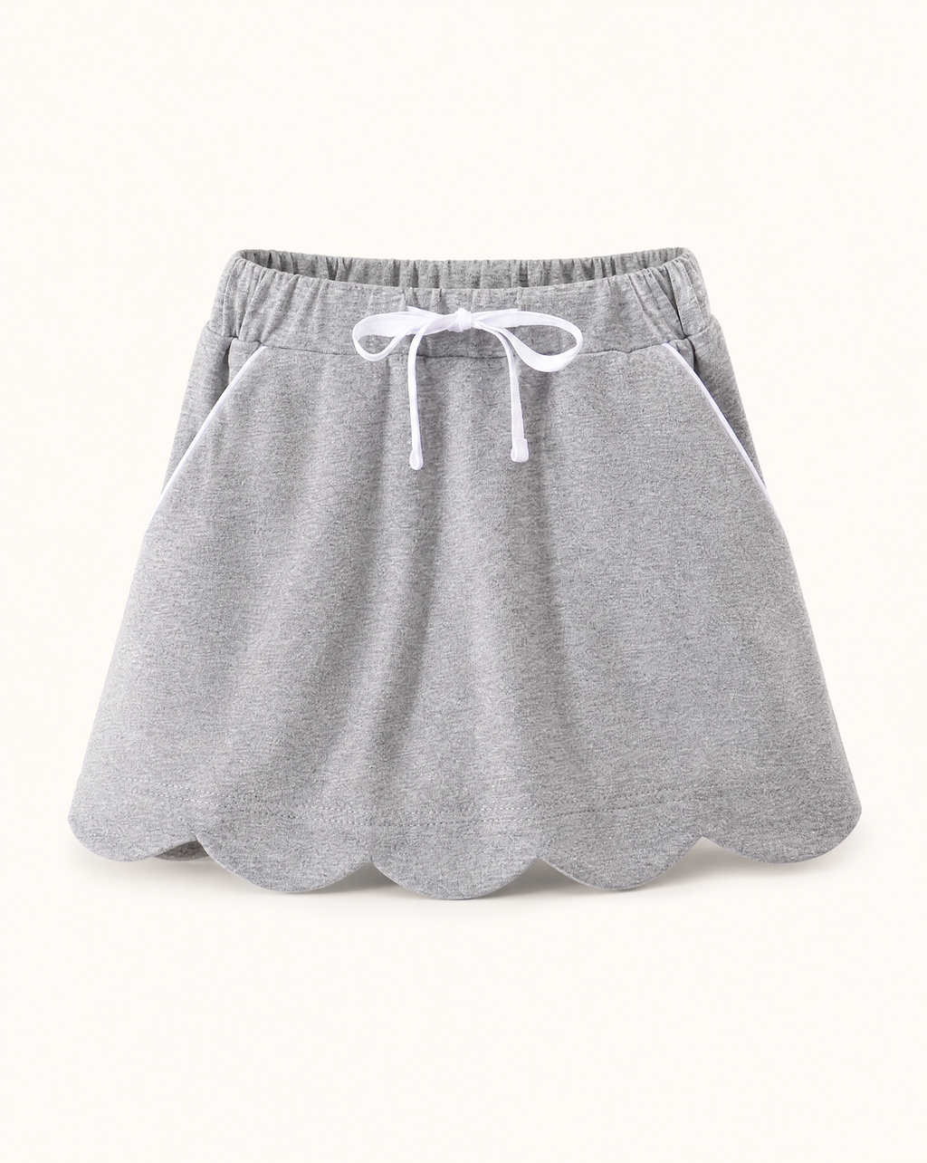 Scallop Hem Bow Skort - Gray