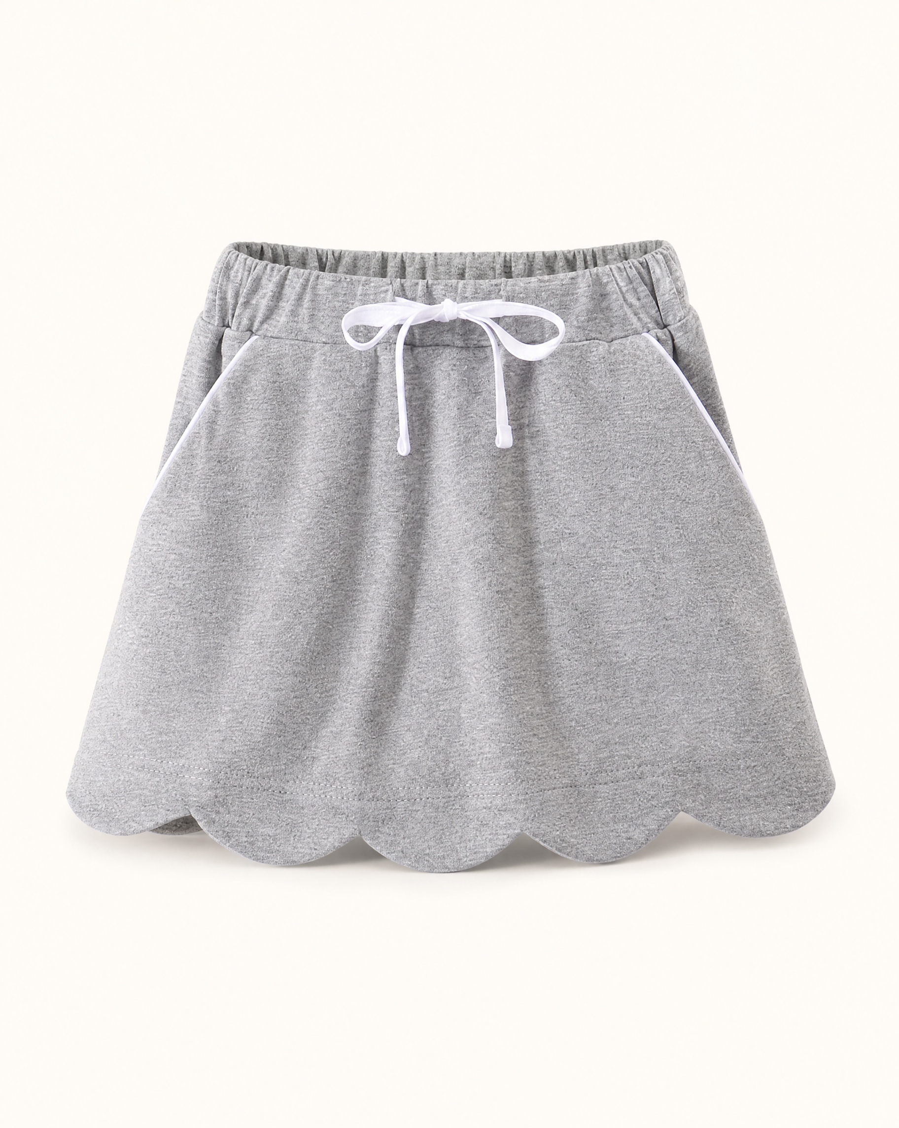 Scallop Hem Bow Skort - Gray