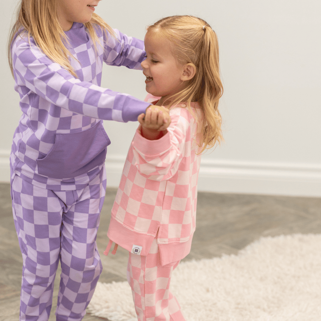 Purple Haze Checker Crew Neck Pocket Jogger Set